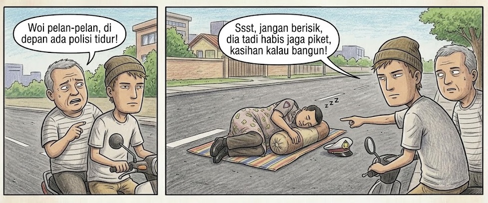 cerita absurd lucu polisi tiduran